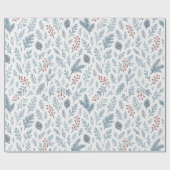 Chic Botanical Holly Berry Floral Muster Geschenkpapier (Flach)