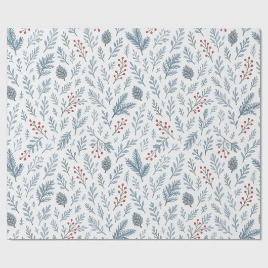 Chic Botanical Holly Berry Floral Muster Geschenkpapier (Flach)