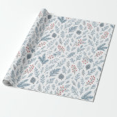 Chic Botanical Holly Berry Floral Muster Geschenkpapier (Ungerollt)