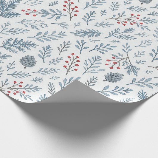 Chic Botanical Holly Berry Floral Muster Geschenkpapier (Ecke)