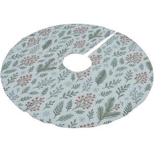 Chic Botanical Holly Berry Floral Muster Polyester Weihnachtsbaumdecke