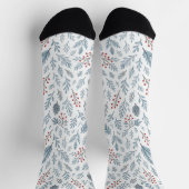 Chic Botanical Holly Berry Floral Pattern Socken (Oben)