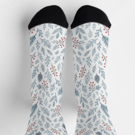 Chic Botanical Holly Berry Floral Pattern Socken