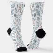 Chic Botanical Holly Berry Floral Pattern Socken (Gewinkelt)