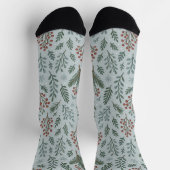 Chic Botanical Holly Berry Floral Pattern Socken (Oben)