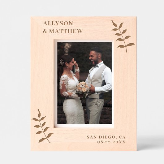 Chic Botanical Individuellen Namens Date Wedding Geätzte Rahmen