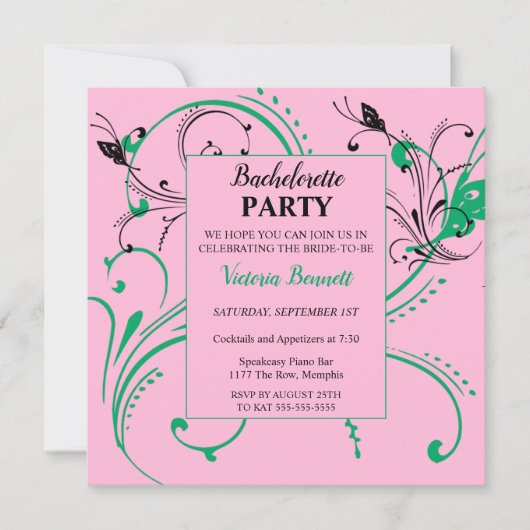 Chic Botanical Junggeselinnen-Abschied Einladung (Vorderseite)