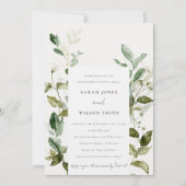 Chic Botanical Leafy Foliage Watercolor Verlobung Einladung (Vorderseite)