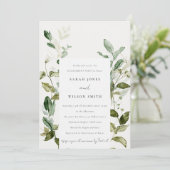 Chic Botanical Leafy Foliage Watercolor Verlobung Einladung (Stehend Vorderseite)