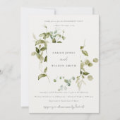 Chic Botanical Leafy Foliage Watercolor Verlobung Einladung (Vorderseite)