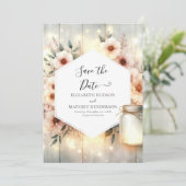 Chic Botanical Mason Jar Wedding Save The Date (Stehend Vorderseite)