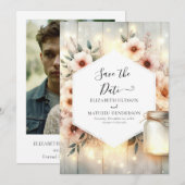 Chic Botanical Mason Jar Wedding Save The Date (Vorne/Hinten)