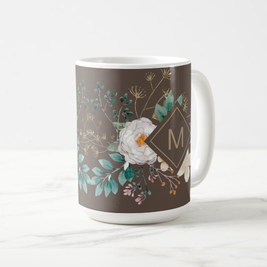 Chic Botanical Mit Monogramm Coffee Tasse (VorderseiteRechts)
