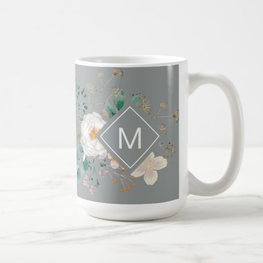 Chic Botanical Mit Monogramm Coffee Tasse (Rechts)