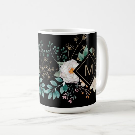 Chic Botanical Mit Monogramm Coffee Tasse (VorderseiteRechts)
