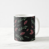 Chic Botanical Monogram in Green, Wine Red & Black Kaffeetasse (VorderseiteRechts)