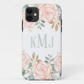 Chic Botanical Monogram Stilvolle Blumengrün Case-Mate iPhone Hülle (Rückseite)
