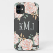 Chic Botanical Monogram Stilvolle Blumengrün Case-Mate iPhone Hülle (Rückseite)