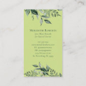 Chic Botanical Monogram Trendy Limon Emerald Green Visitenkarte (Rückseite)