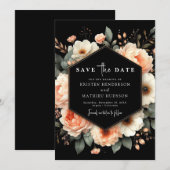 Chic Botanical Peach Wedding Save The Date (Vorne/Hinten)