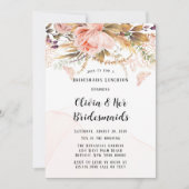 Chic Botanical Peony Butterfly Bridesmais Mittages Einladung (Vorderseite)