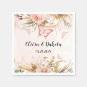 Chic Botanical Peony Butterfly Wedding Serviette (Vorderseite)