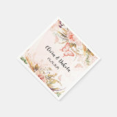 Chic Botanical Peony Butterfly Wedding Serviette (Ecke)