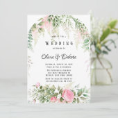 Chic Botanical Pink Wisteria Floral Französisch Ho Einladung (Stehend Vorderseite)