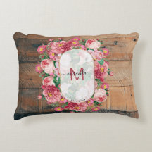 Chic Botanical Vintag Wreath Monogram Wood