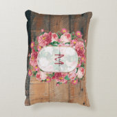 Chic Botanical Vintag Wreath Monogram Wood Dekokissen (Rückseite(Vertikal))