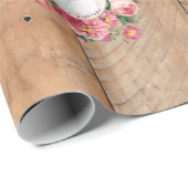 Chic Botanical Vintag Wreath Monogram Wood Geschenkpapier (Rolleneckpunkt)