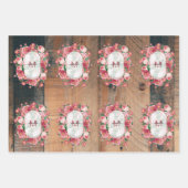 Chic Botanical Vintag Wreath Monogram Wood Geschenkpapier Set (Vorderseite 2)