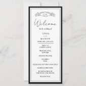 Chic Botanical Wappen Wedding Program Card Einladung (Vorderseite)
