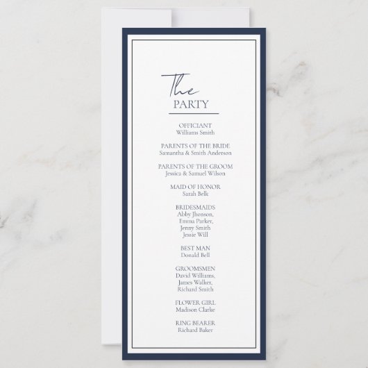 Chic Botanical Wappen Wedding Program Card Einladung (Rückseite)