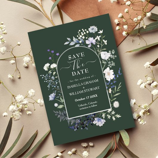 Chic Botanical Watercolor Wildblume Save the Date Einladung