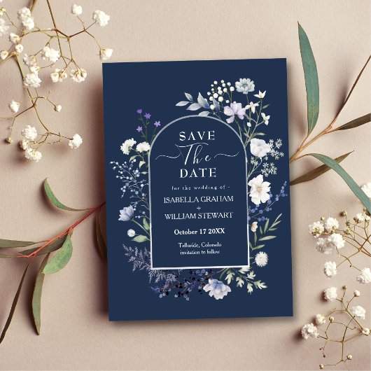Chic Botanical Watercolor Wildblume Save the Date Einladung
