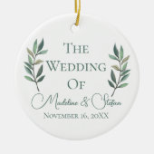 Chic Botanical Wedding Couple Foto Weihnachten Keramik Ornament (Vorne)