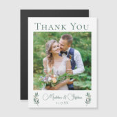 Chic Botanical Wedding Foto Danke Magnet Card (Vorne/Hinten)