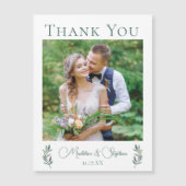 Chic Botanical Wedding Foto Danke Magnet Card (Vorderseite)