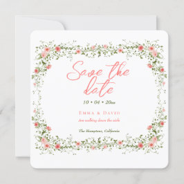 Chic Botanische Rose Elegante Script Hochzeit Save The Date