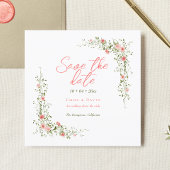 Chic Botanische Rose Elegante Script Hochzeit Save The Date
