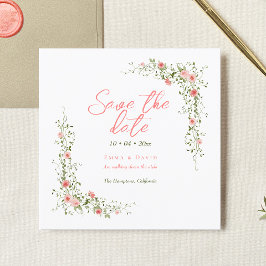 Chic Botanische Rose Elegante Script Hochzeit Save The Date