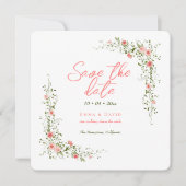 Chic Botanische Rose Elegante Script Hochzeit Save The Date (Vorderseite)