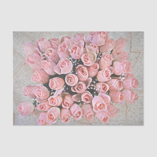 Chic Bouquet Pink Roses Country Malerei Seidenpapier (Vorderseite)