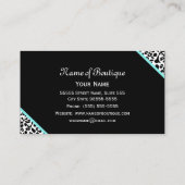 Chic Boutique Black and White Leopard Aqua Ribbon Visitenkarte (Rückseite)