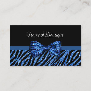 Chic Boutique Blue Zebra Print IMITATE Glitz Bow Visitenkarte
