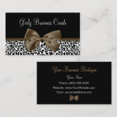 Chic Boutique Brown Ribbon Trendy Leopard Print Visitenkarte (Vorne/Hinten)