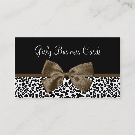 Chic Boutique Brown Ribbon Trendy Leopard Print Visitenkarte (Vorderseite)