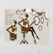 Chic Boutique Damask Cocktail Party Einladung (Vorne/Hinten)