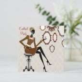 Chic Boutique Damask Cocktail Party Einladung (Stehend Vorderseite)